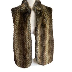 Ecote Faux Fur Vest Brown Tan Super Soft Lined With Pockets Size Large